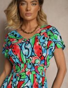 generation Rochie Albastră din Bumbac cu Imprimeu Abstract Emisienna