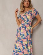 generation Rochie Albastru-Roz din Bumbac cu elastic în talie Baletta