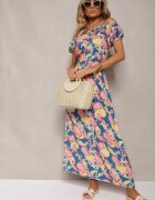 generation Rochie Albastru-Roz din Bumbac cu elastic în talie Baletta