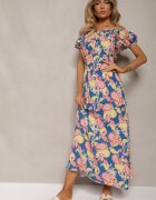 generation Rochie Albastru-Roz din Bumbac cu elastic în talie Baletta