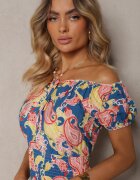 generation Rochie Albastru-Roz din Bumbac cu elastic în talie Baletta
