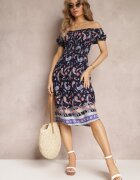 generation Rochie Bleumarin Din bumbac Tip spaniolă cu elastic în talie și cu imprimeu Paisley Maggies