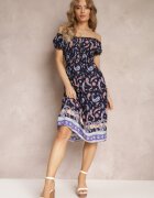 generation Rochie Bleumarin Din bumbac Tip spaniolă cu elastic în talie și cu imprimeu Paisley Maggies