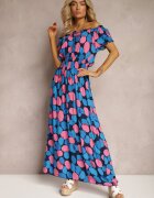 generation Rochie Bleumarin-roz tip spaniolă din bumbac cu elastic modelator în talie Vearica