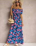 generation Rochie Bleumarin-roz tip spaniolă din bumbac cu elastic modelator în talie Vearica