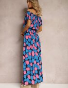 generation Rochie Bleumarin-roz tip spaniolă din bumbac cu elastic modelator în talie Vearica