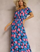 generation Rochie Bleumarin-roz tip spaniolă din bumbac cu elastic modelator în talie Vearica
