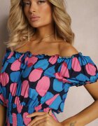 generation Rochie Bleumarin-roz tip spaniolă din bumbac cu elastic modelator în talie Vearica