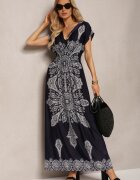 generation Rochie de Vară Granat cu elastic în talie cu decolteu petrecut și cu imprimeu ornamental Avilepea