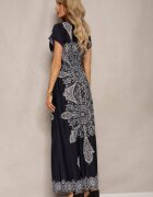 generation Rochie de Vară Granat cu elastic în talie cu decolteu petrecut și cu imprimeu ornamental Avilepea