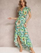 generation Rochie Maxi petrecută Verde cu cordon din material și elastic în talie din bumbac Alyn