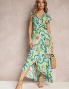 generation Rochie Maxi petrecută Verde cu cordon din material și elastic în talie din bumbac Alyn