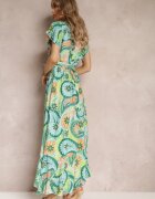 generation Rochie Maxi petrecută Verde cu cordon din material și elastic în talie din bumbac Alyn