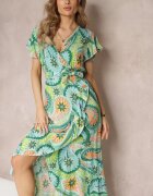 generation Rochie Maxi petrecută Verde cu cordon din material și elastic în talie din bumbac Alyn