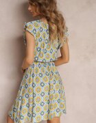 generation Rochie mini Albastru-Galben Din bumbac Cu model mozaic Cu elastic în talie Fiyona