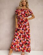 generation Rochie Roșie Hispankă din Bumbac cu elastic modelator în talie Vearica