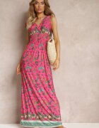 generation Rochie Roz Maxi cu model Paisley cu tiv evazat și elastic în talie Kinslei