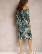 generation Rochie Spaniolă Alb-Verde Din bumbac Cu cordon din material Cu legături la mâneci