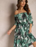 generation Rochie Spaniolă Alb-Verde Din bumbac Cu cordon din material Cu legături la mâneci