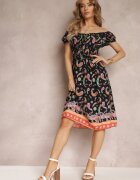 generation Rochie tip spaniolă neagră din bumbac cu elastic în talie și cu model Paisley Maggies