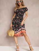 generation Rochie tip spaniolă neagră din bumbac cu elastic în talie și cu model Paisley Maggies