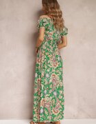 generation Rochie Verde Din bumbac Maxi cu Decolteu spaniol și Benzi elastice subțiri în talie Alarina
