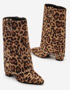  Ghete Cowboy Maro cu toc gros Leopard cu ținte și guler răsucit Vaimi