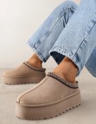  Ghete de zăpadă bej închis cu platformă cu baretă decorativă Lotiara