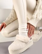  Ghete de zăpadă bej pufoase pe talpă groasă cu elastic la călcâi Sosena