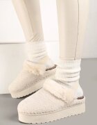  Ghete de zăpadă bej pufoase pe talpă groasă cu elastic la călcâi Sosena
