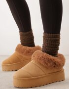  Ghete de zăpadă maro cu talpă groasă și căptușeală din blană Tirisha
