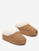  Ghete de zăpadă maro deschis slip-on pe platformă decorate cu blană Sinthiana