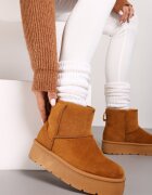  Ghete de zăpadă Maro Slip-on pe platformă netedă Irindara