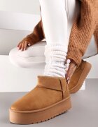  Ghete de zăpadă Maro Slip-on pe Platformă Netedă Merileeanne