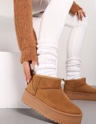  Ghete de zăpadă Maro Slip-on pe Platformă Netedă Merileeanne