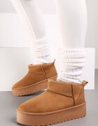  Ghete de zăpadă Maro Slip-on pe Platformă Netedă Merileeanne