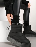  Ghete de zăpadă matlasate negre cu platformă decorate cu fir strălucitor Patilda