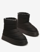  Ghete de zăpadă matlasate negre cu platformă decorate cu fir strălucitor Patilda