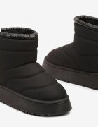  Ghete de zăpadă matlasate negre cu platformă decorate cu fir strălucitor Patilda