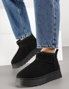  Ghete de zăpadă Negre Casual cu Talpă Groasă cu Croi Scurt Lobaria