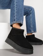  Ghete de zăpadă Negre Casual cu Talpă Groasă cu Croi Scurt Lobaria