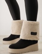  Ghete Negre cu talpă pană decorate cu blăniță în stil de miel Asdora