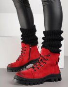  Ghete Trappers Roșii cu Platformă Decorate cu Curea Argiva