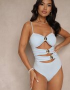 giorgia Costum de baie Albastru deschis cu Decupaje și Decorațiuni Metalice Ovinellea