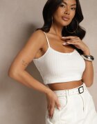 giorgia Maiou Alb cu bretele din țesătură striată cu viscoză decorat cu fundiță Iffenia