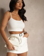 giorgia Maiou Alb cu bretele din țesătură striată cu viscoză decorat cu fundiță Iffenia