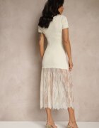 giorgia Rochie bej striată decorată cu dantelă Lorzedi