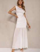 giorgia Rochie de cocktail Albă cu Vâscoză și Drapaj Galoriella