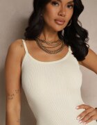 giorgia Rochie de cocktail bej din material striat Decorată cu dantelă Sonarethia