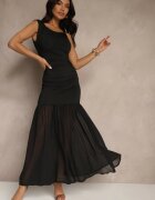 giorgia Rochie de cocktail Neagră cu viscoză și drapaj Galoriella